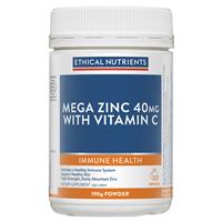 Ethical Nutrients Mega Zinc 40mg with Vitamin C Orange 190g Powder