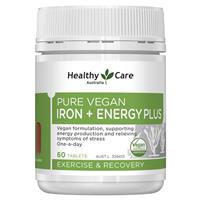 Healthy Care Pure Vegan Iron + Energy Plus 60 Tablets