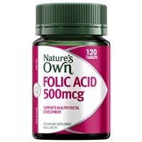 Nature’s Own Folic Acid 500mcg 120 Tablets