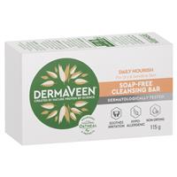 DermaVeen Daily Nourish Soap-Free Cleansing Bar for Dry & Sensitive Skin 115g