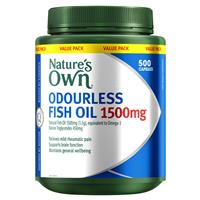 Nature’s Own Odourless Fish Oil 1500mg 500 Capsules Exclusive Size